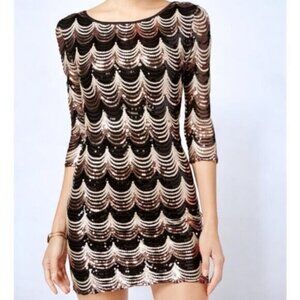 Dolls Kill Black and Gold Sequin Mini Dress